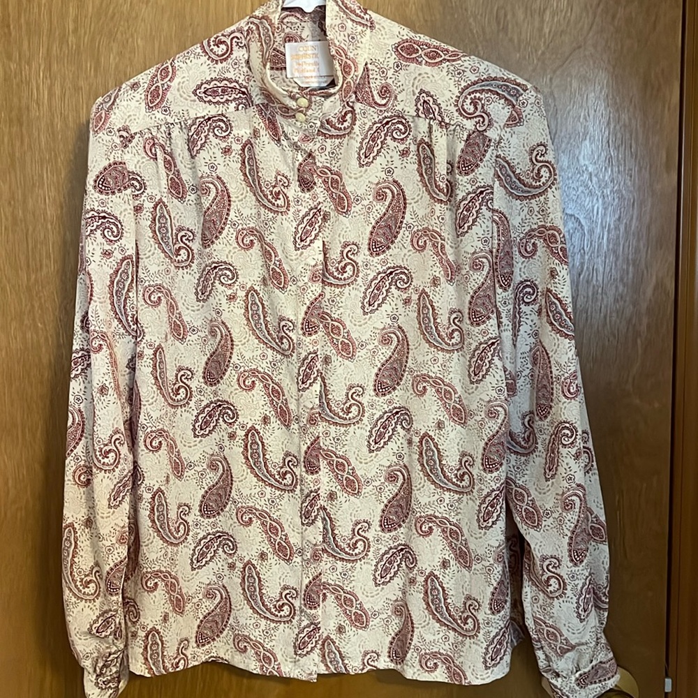 Vintage Pendleton Paisley Hidden Button Down Blouse Size 12